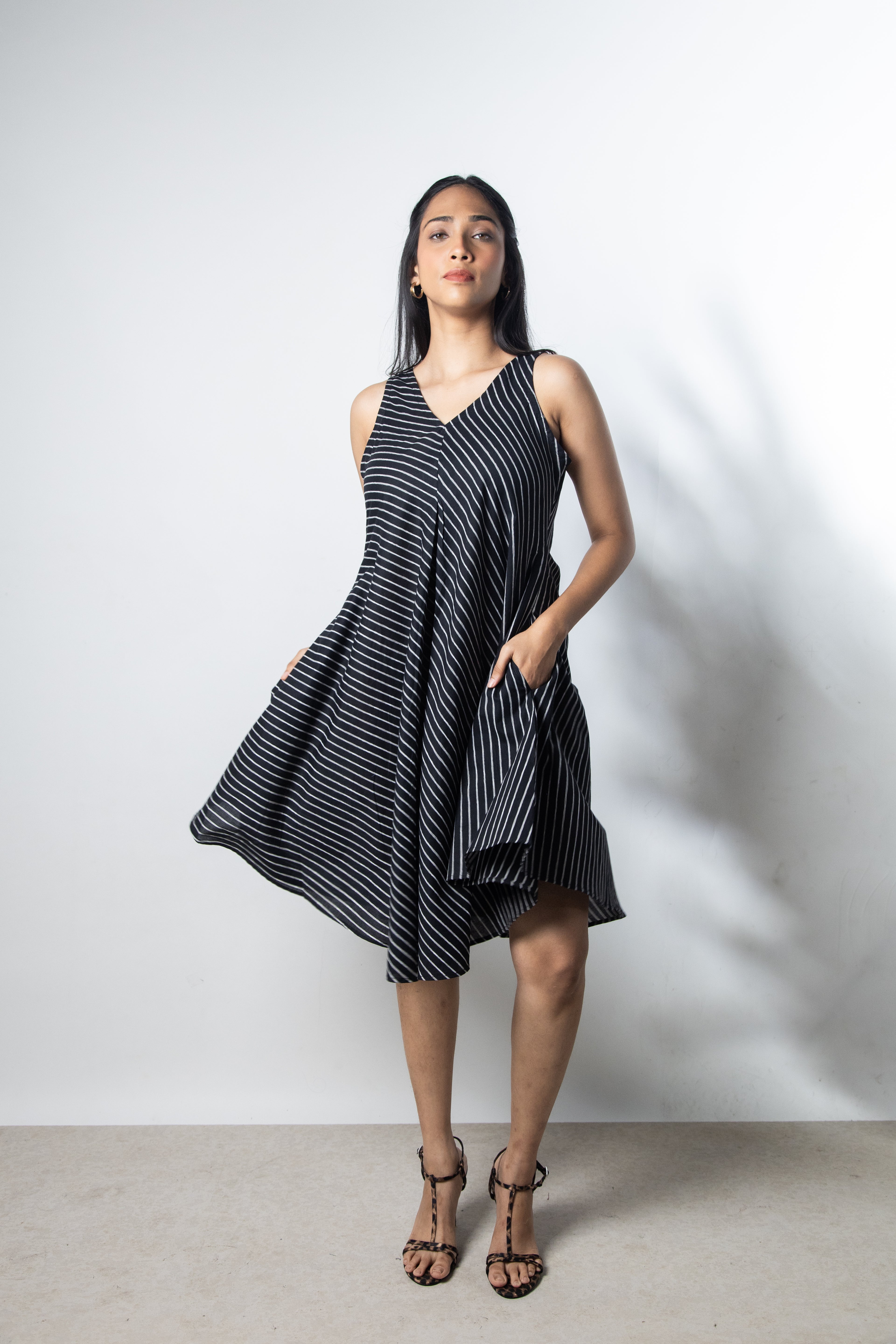 IndeRooh Asymmetric Stripe Dress