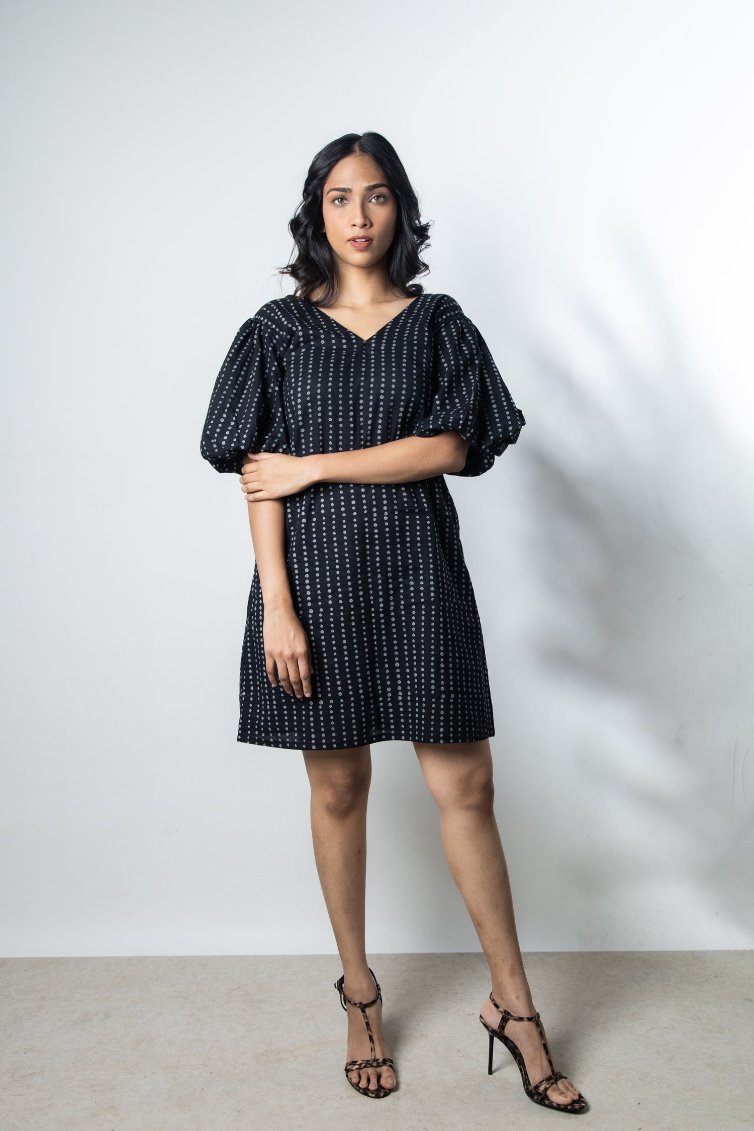 IndeRooh Dot Puff Sleeve Dress