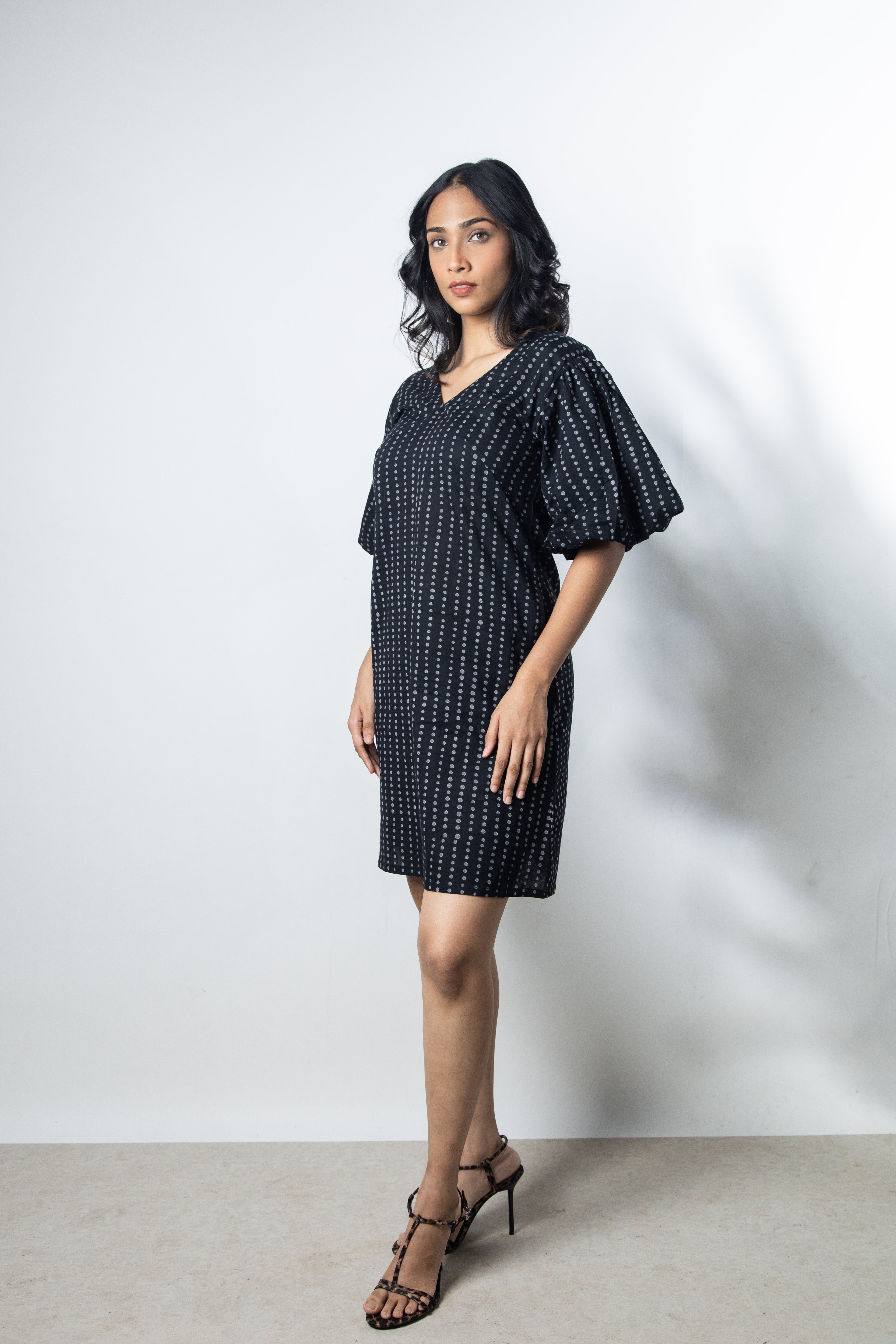 IndeRooh Dot Puff Sleeve Dress