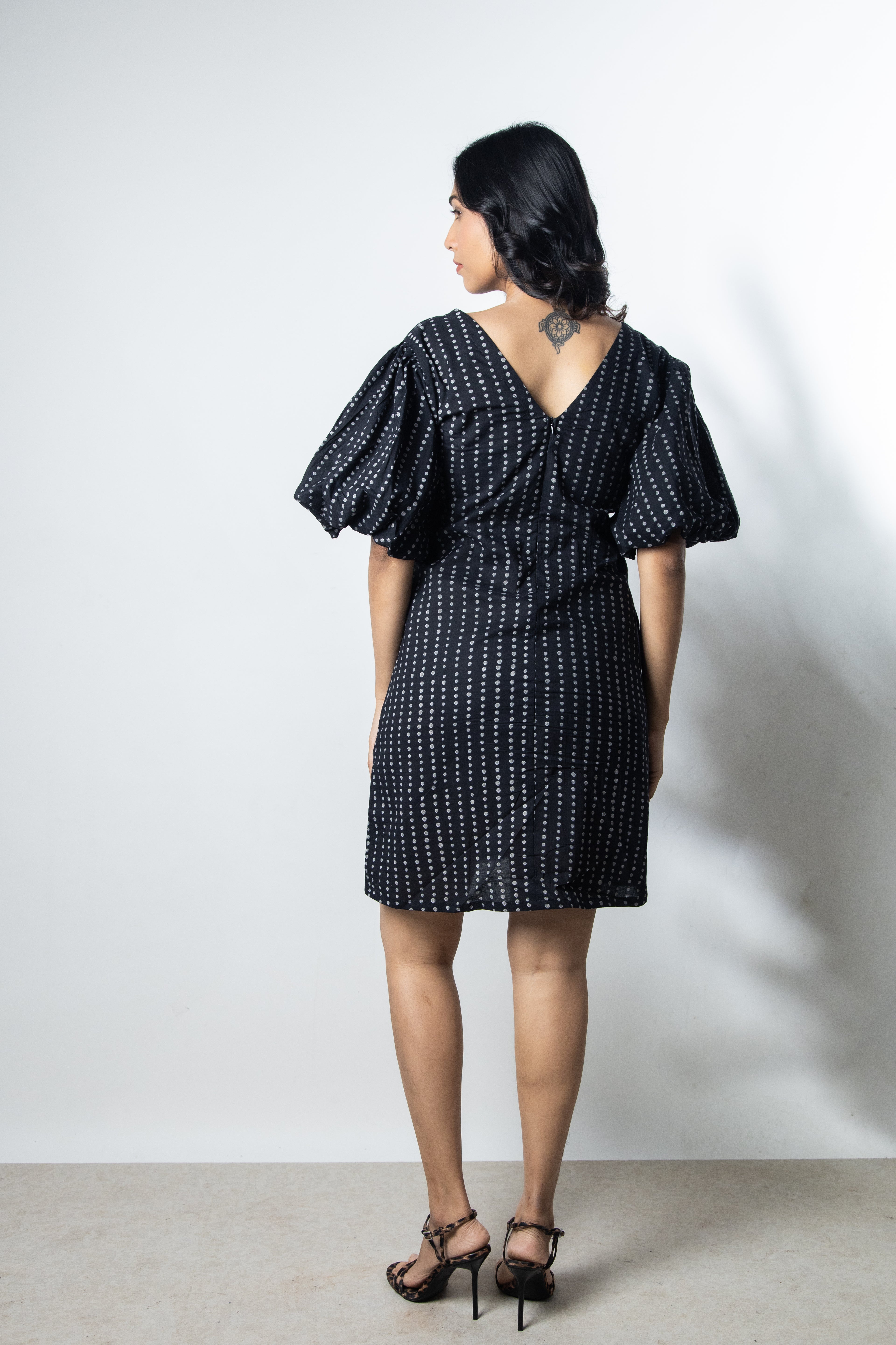 IndeRooh Dot Puff Sleeve Dress