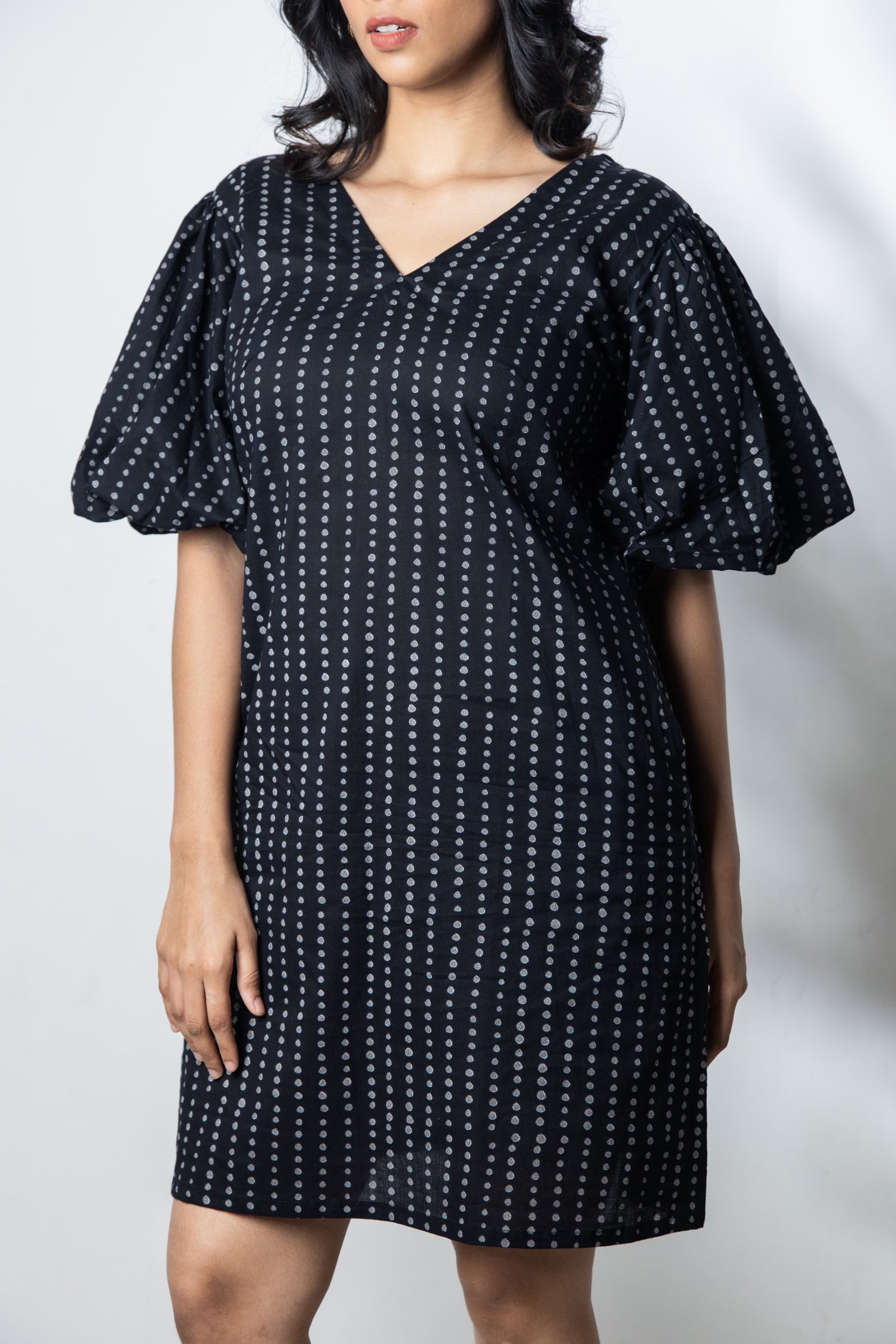 IndeRooh Dot Puff Sleeve Dress