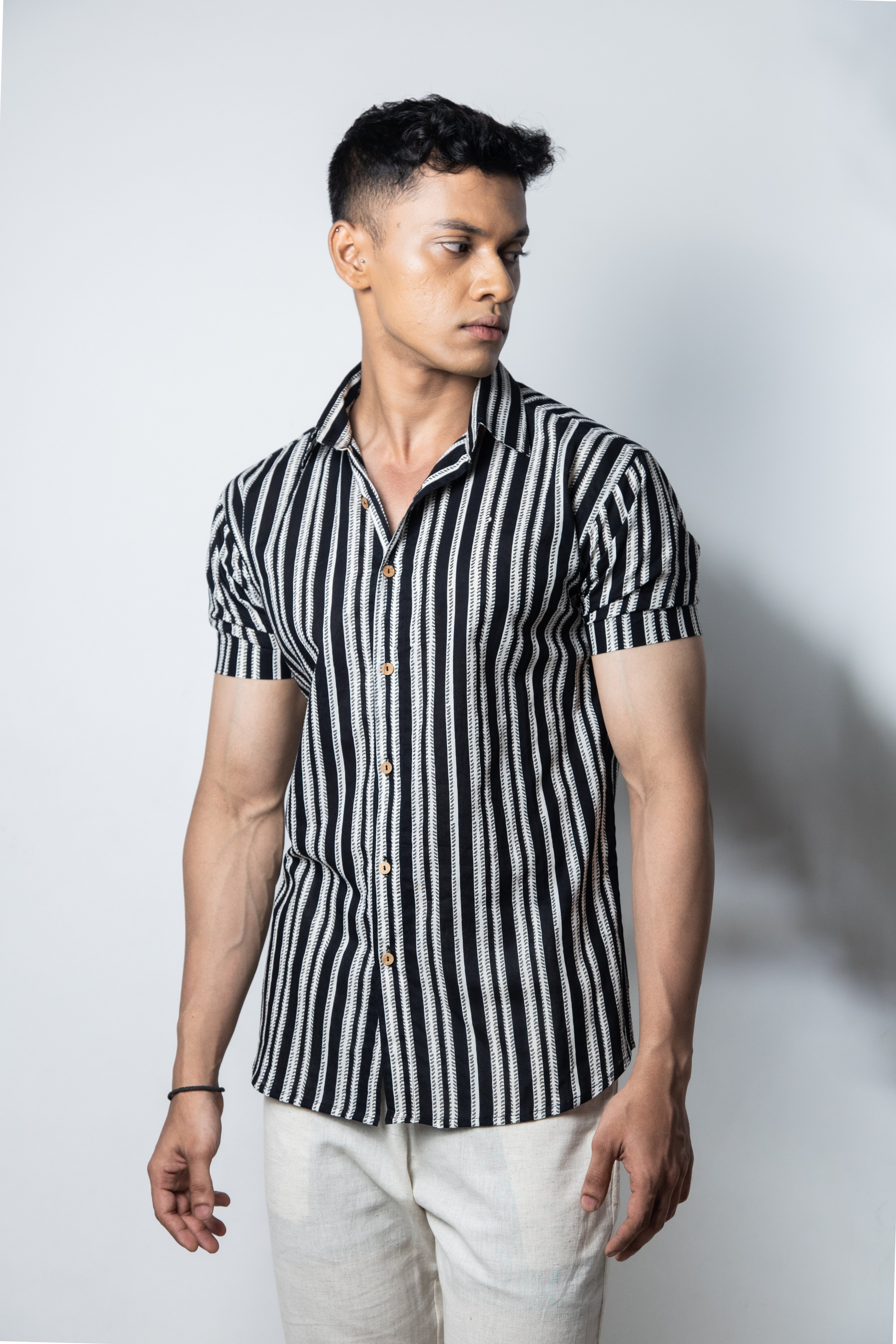 Inderooh Monochrome Striped Shirt