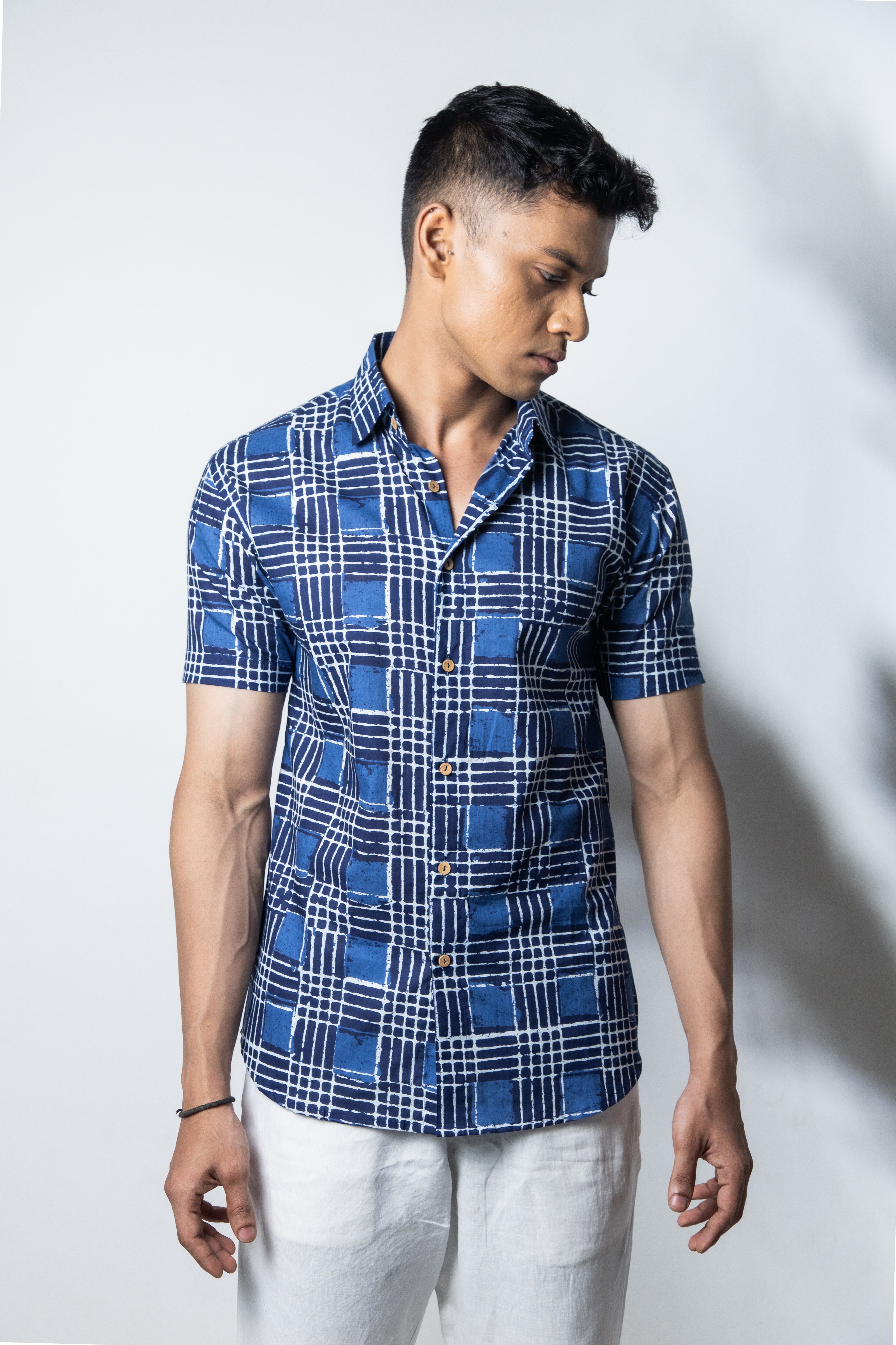 Inderooh Indigo Grid Shirt