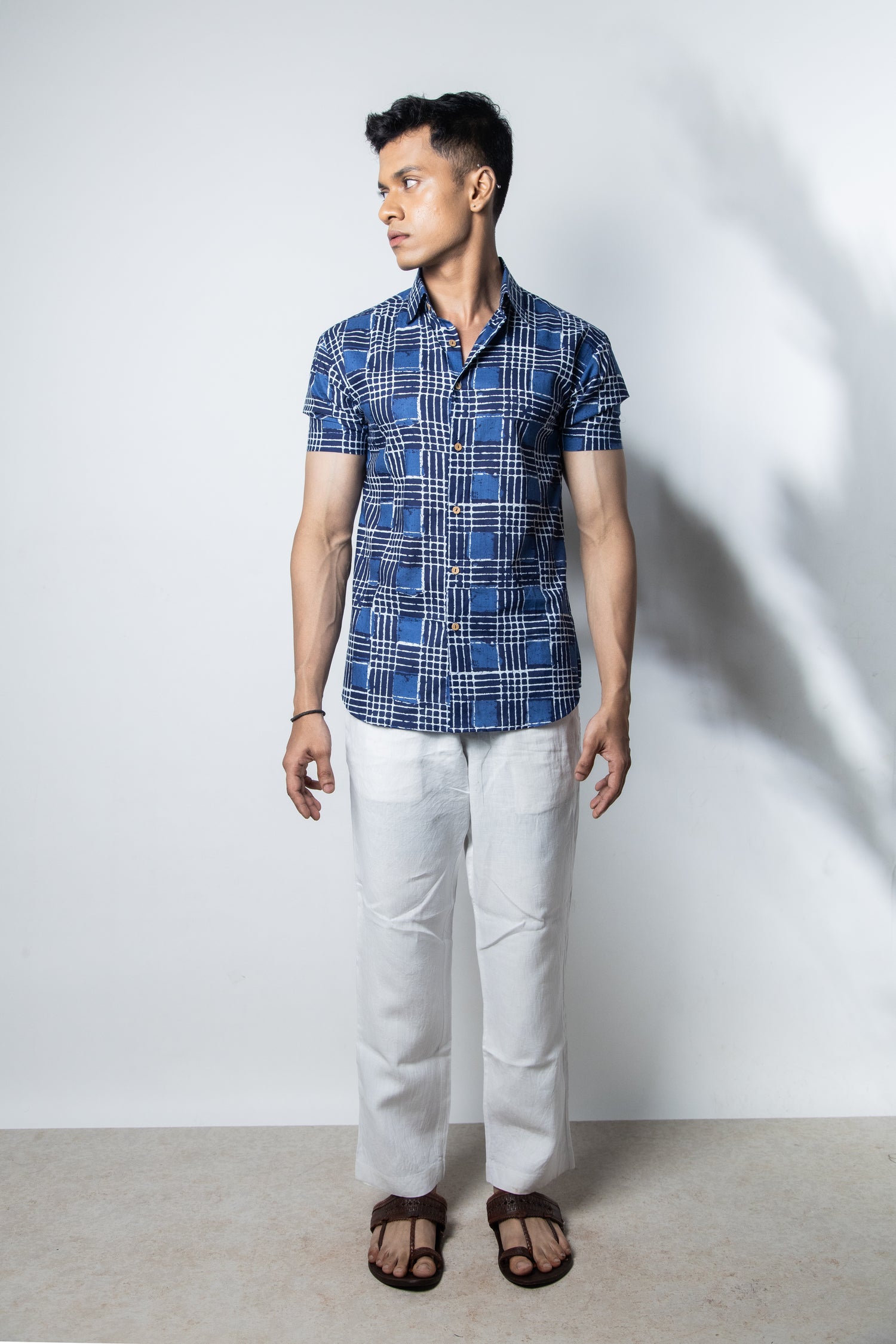 Inderooh Indigo Grid Shirt